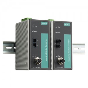 مبدل رسانه اترنت به فیبر موگزا MOXA PTC-101-M12-S-SC-LV-CT-T Ethernet-To-Fiber Media Converter